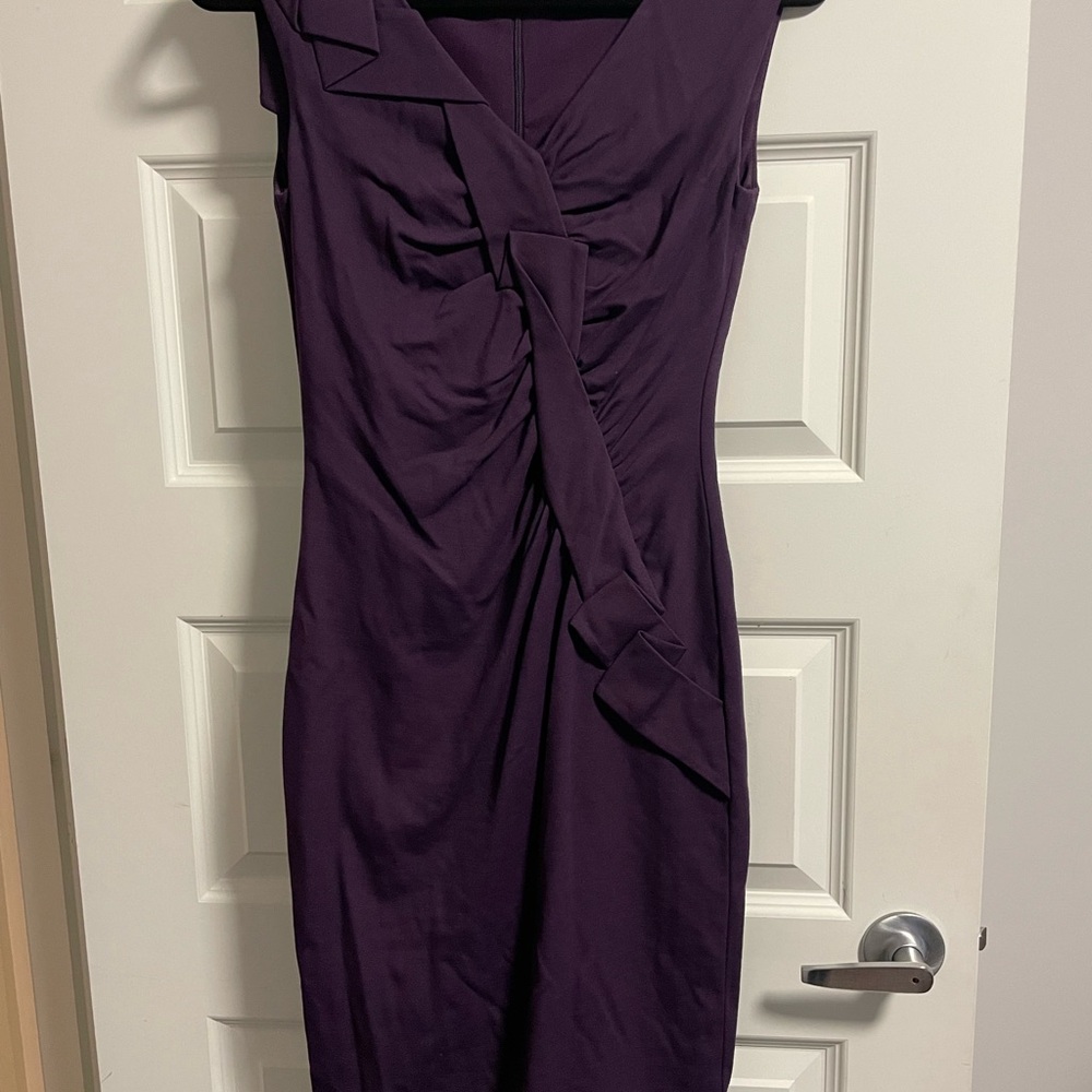 Le Chateau Purple Asymmetrical Ruched Sheath Dress